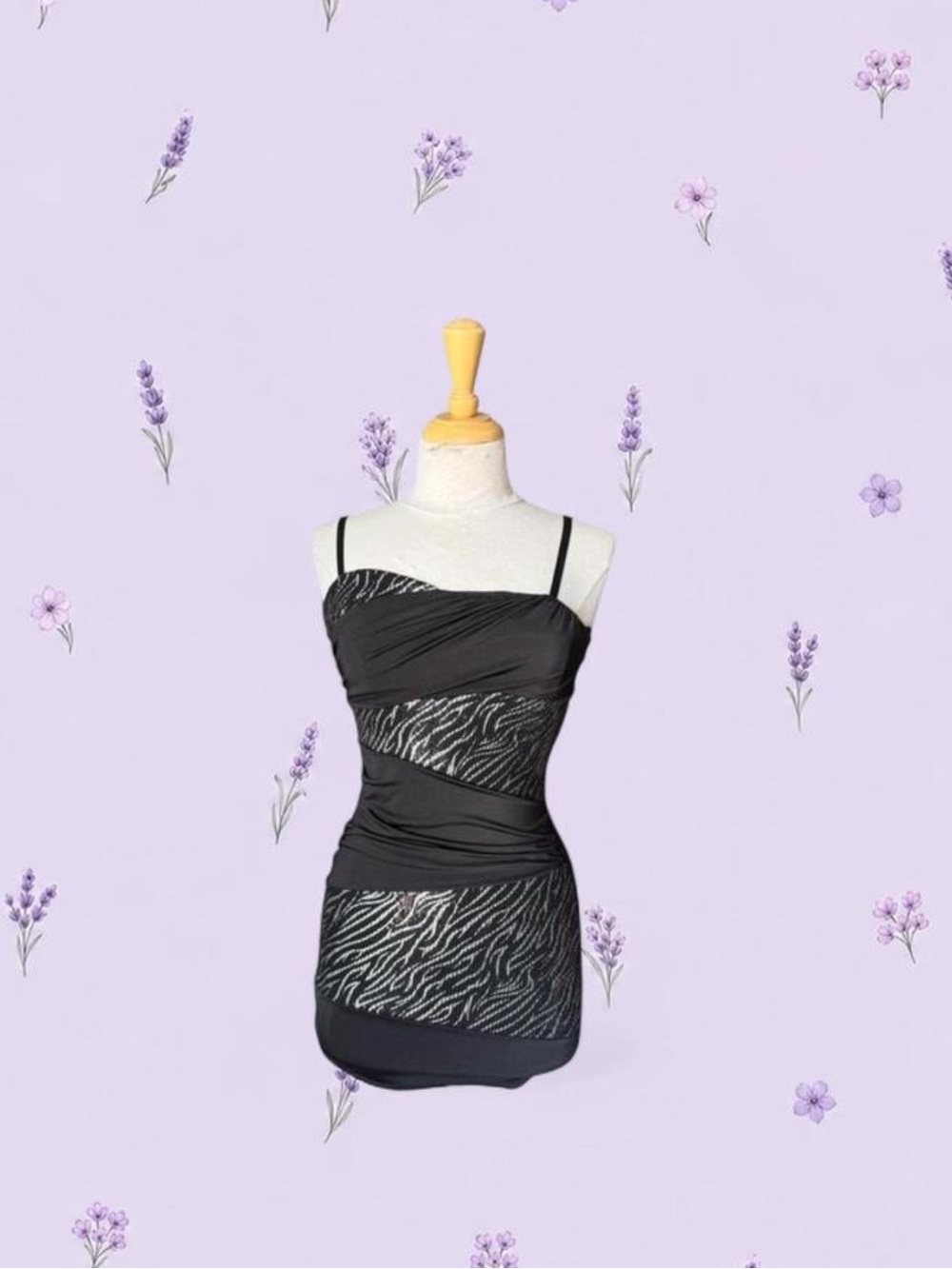 Ellus Black Zebra-Print Ruched Dress